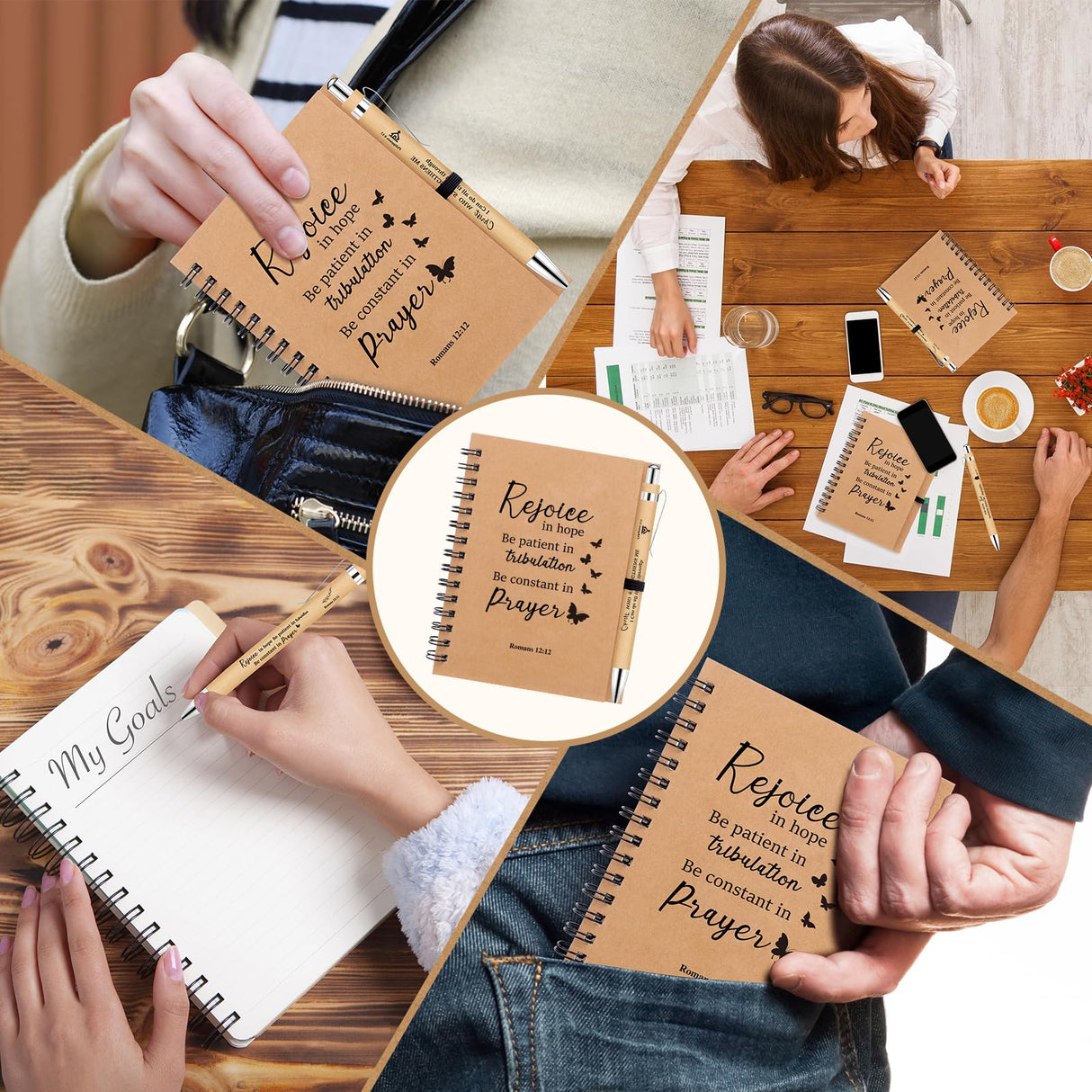 NEOACT 150 Pcs/50 Set Christian Gifts Bulk,Spiral Notebook with Bible Ballpoint Pen and Christian Bookmark,Prayer Journal Christmas Gifts for Staffs Coworkers Teachers Church Members & Pastor