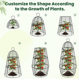 6 Pack Garden Cloche Plant Protectors from Animals, Adjustable 3-Tier Chicken Wire Plant Cages for Outdoor Plants, Stackable Metal Garden Cloches Keep Rabbits, Squirrels & Birds Away, 17.3" x 11.4"