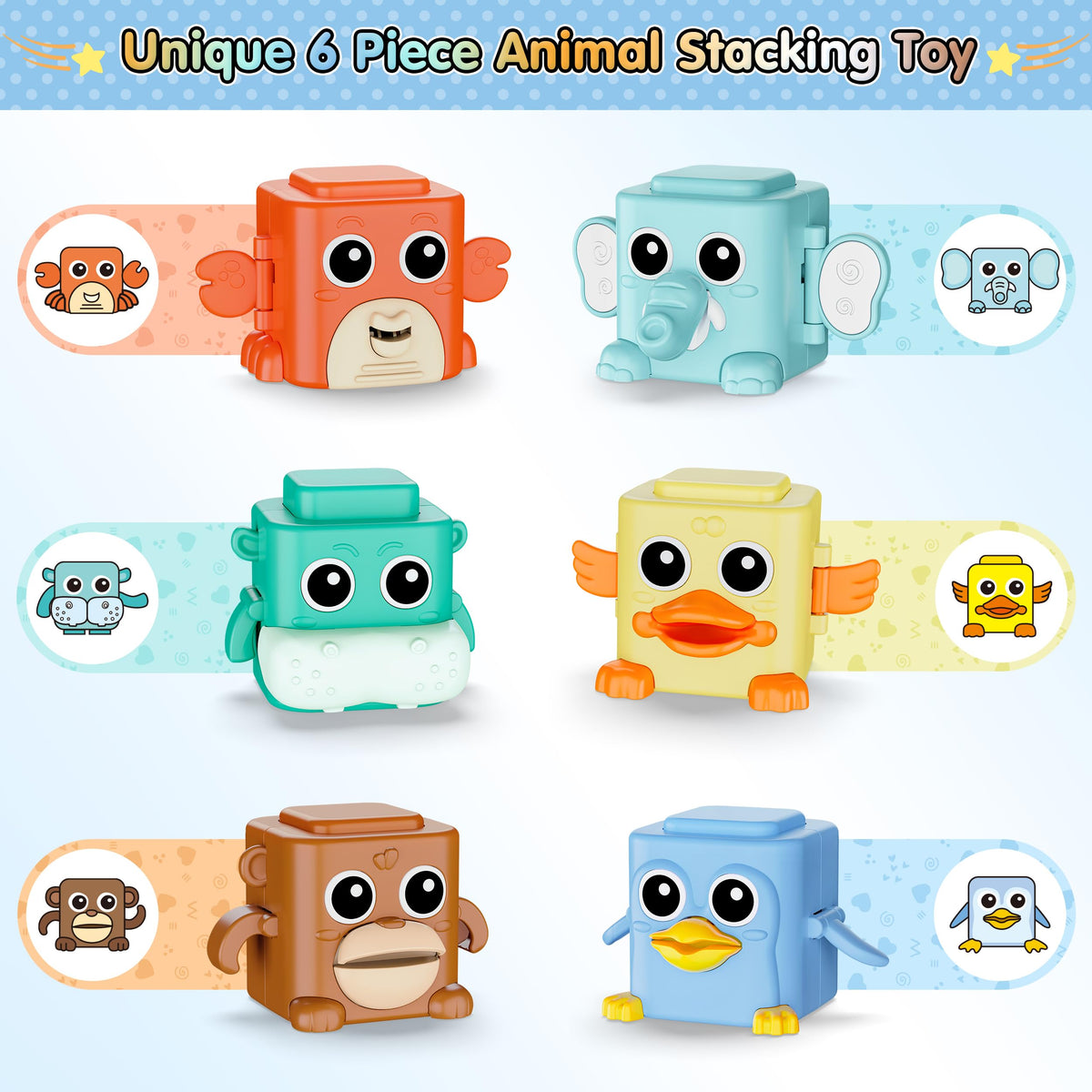 Stacking Toys Set Sensory Animal Stacking Blocks for 18+ Months Toddler Toy