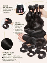 Human Hair Bundles 4 Bundles Hair Extensions Body Wave Human Hair 16 18 20 22 Inch 100% Unprocessed Brazilian Virgin Hair Quick Weave Natural Black