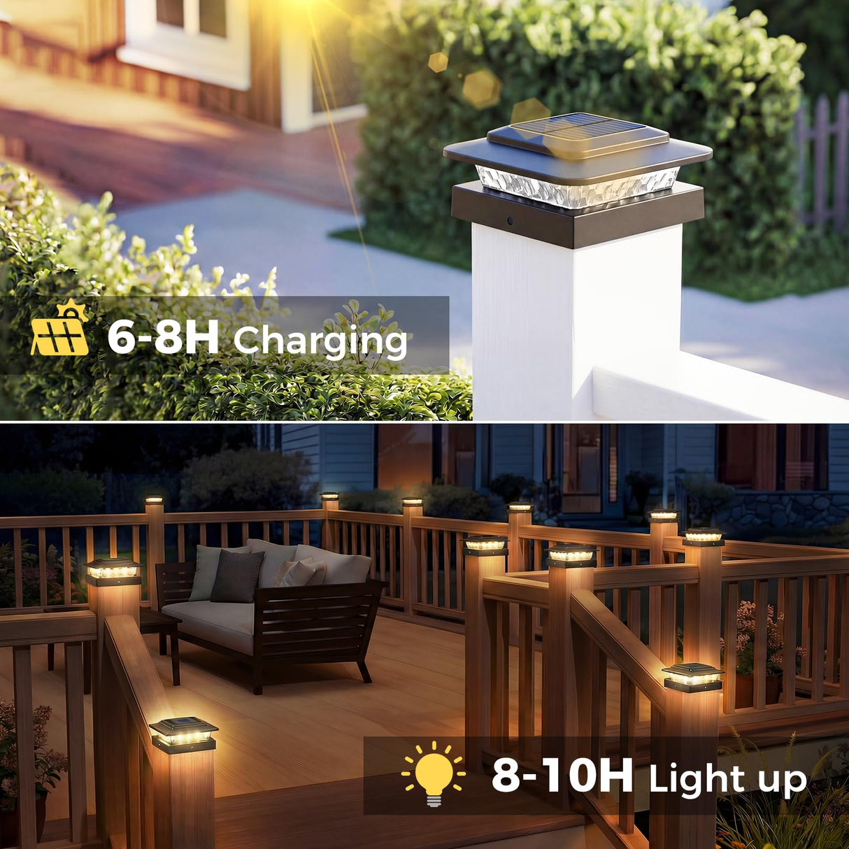 kolpop 4x4 Solar Post Cap Lights Outdoor 16Pack- 3 Color Temperatures& 2 Level Brightness, IP65 Waterproof, 16 LED Black Fence Deck Post Light Solar Powered for 4×4/3.5×3.5 Wood/Vinyl Posts