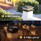 kolpop 4x4 Solar Post Cap Lights Outdoor 16Pack- 3 Color Temperatures& 2 Level Brightness, IP65 Waterproof, 16 LED Black Fence Deck Post Light Solar Powered for 4×4/3.5×3.5 Wood/Vinyl Posts