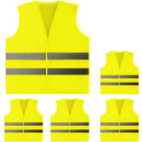 PeerBasics Safety Vests 5 Pack - Yellow Reflective High Visibility, Men Women