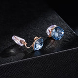 EVEVIC Square Austrian Crystal Charm Clip On Earrings for Women