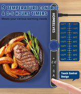 Food Warming Mat, Rapid Heating Electric Warming Tray with 9 Temp Setting and 6 Hours Timer,Foldable Warming Trays for Food, Portable Food Warmers for Parties Buffet, Blue