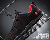 Men's Air Cushion Running Shoes Walking Jogging Fitness Gym Fashion Sneakers Lace Up Casual Comfortable Work Tennis Sport Athletic Trainers Black/Red