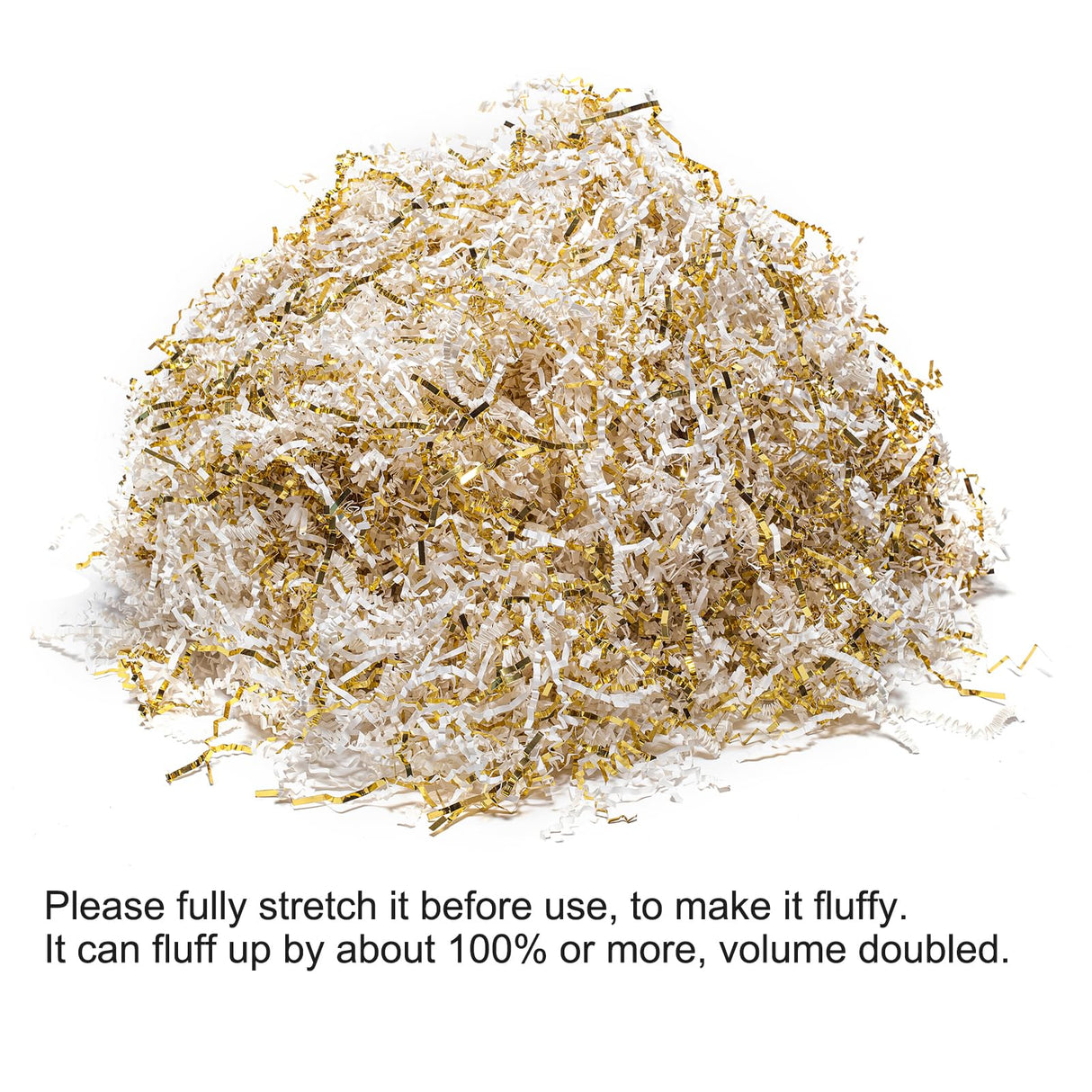 Mefleet 2 LB Crinkle Cut Paper Shred Filler White & Gold Crinkle Shredded Paper for Gift Box - Gift Basket Bag Filler - Grass Cushion Stuffing for Christmas Holiday Packaging Wrapping