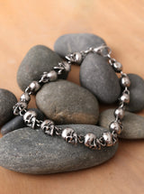 HAQUIL Gothic Skull Beaded Link Bracelet for Men, Skull Jewelry Gift