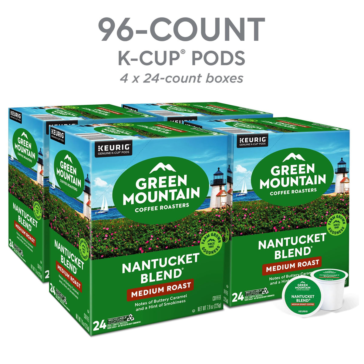 Green Mountain Nantucket Blend Coffee, K-Cup Pods, 96 Count