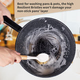 TEZZ 5 Pieces Cast Iron Cleaner Kit Include Stainless Steel Chainmail Scrubber, Dish Scrub Brush, Dual Sided Kitchen Dish Scrubber Sponge, Hot Handle Holder For Cleaning Cast Iron Skillets, Pot & Pans