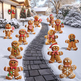12 Pcs Christmas Gingerbread Man Yard Signs with Stakes - Xmas Gingerbread Yard Stakes Lawn Signs for Christmas Holiday Pathway Garden Patio Party Favors