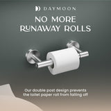 Day Moon™ Toilet Paper Holder Wall Mount, Modern Roll Holder for Bathroom, Stainless Steel Rustproof Double Post Pivoting Tissue Roll Holder for Bathroom, Classic, Brushed Nickel