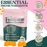 Premium Feminine Balance Gummies for Women’s - Hawaiian Pineapple Gummies for Women pH, 4-in-1 Benefits Includes pH Balance, Healthy Odor, Flora and Immune Support -90 Count (Vegan & Gluten-Free)
