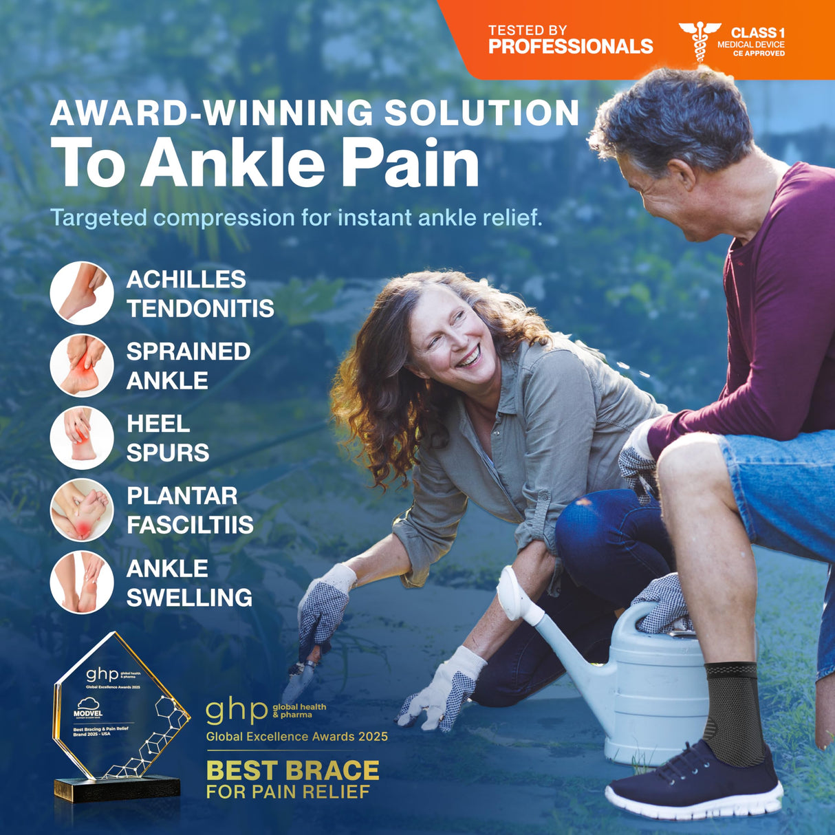 Modvel Foot & Ankle Brace Socks for Sprained Ankle Compression Sleeve - Plantar Fasciitis Relief Brace, Foot Support for pain Women & Men - Tendonitis & Arthritis Feet Sleeve, Stabilizing Ankles Wrap