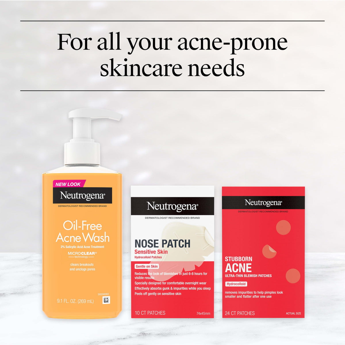 Neutrogena Oil Free Acne Face Wash, 9.1 fl. oz, 3 Pack