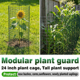 FTLKIBMD 8 Pack Extra Tall Plant Protectors from Animals, 12"x24" Wire Garden Cages for Large Plants Shrubs, 2mm Heavy Duty Metal Mesh Guard for Deer Rabbits, Reusable Garden Protection with Stakes