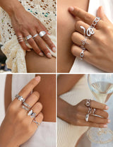 LOLIAS 16Pcs Stackable Stainless Steel Rings Jewelry for Women Non Tarnish