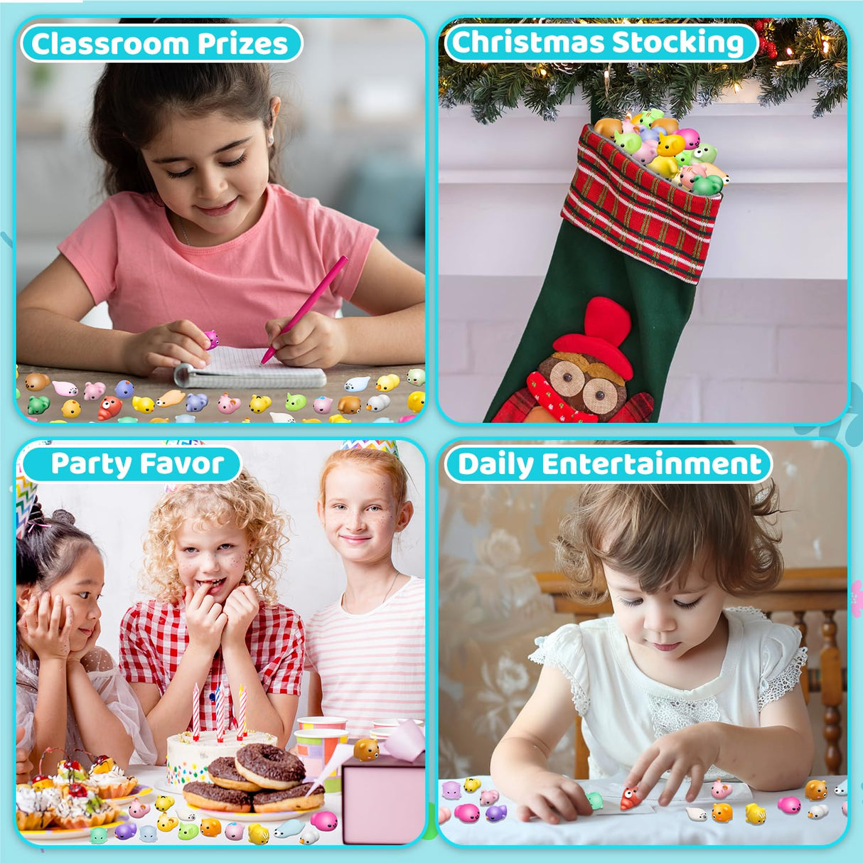 Dioju 200 Pcs Mochi Squishy Toy, Mini Kawaii Squishies Bulk Sensory Fidget Toys Goody Bag Party Favors for Kids, Classroom Prizes Pinata Filler Carnival Stocking Stuffers Christmas Birthday Gifts