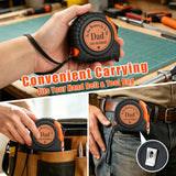 Dad Gifts from Daughter Son Wife, Best Dad Ever Gift Birthday Gift for Dad Christmas Stocking Stuffer Useful Gifts for New Dads Daddy Father in Law Genuine Leather Engraved 25 FT Tape Measure Tool