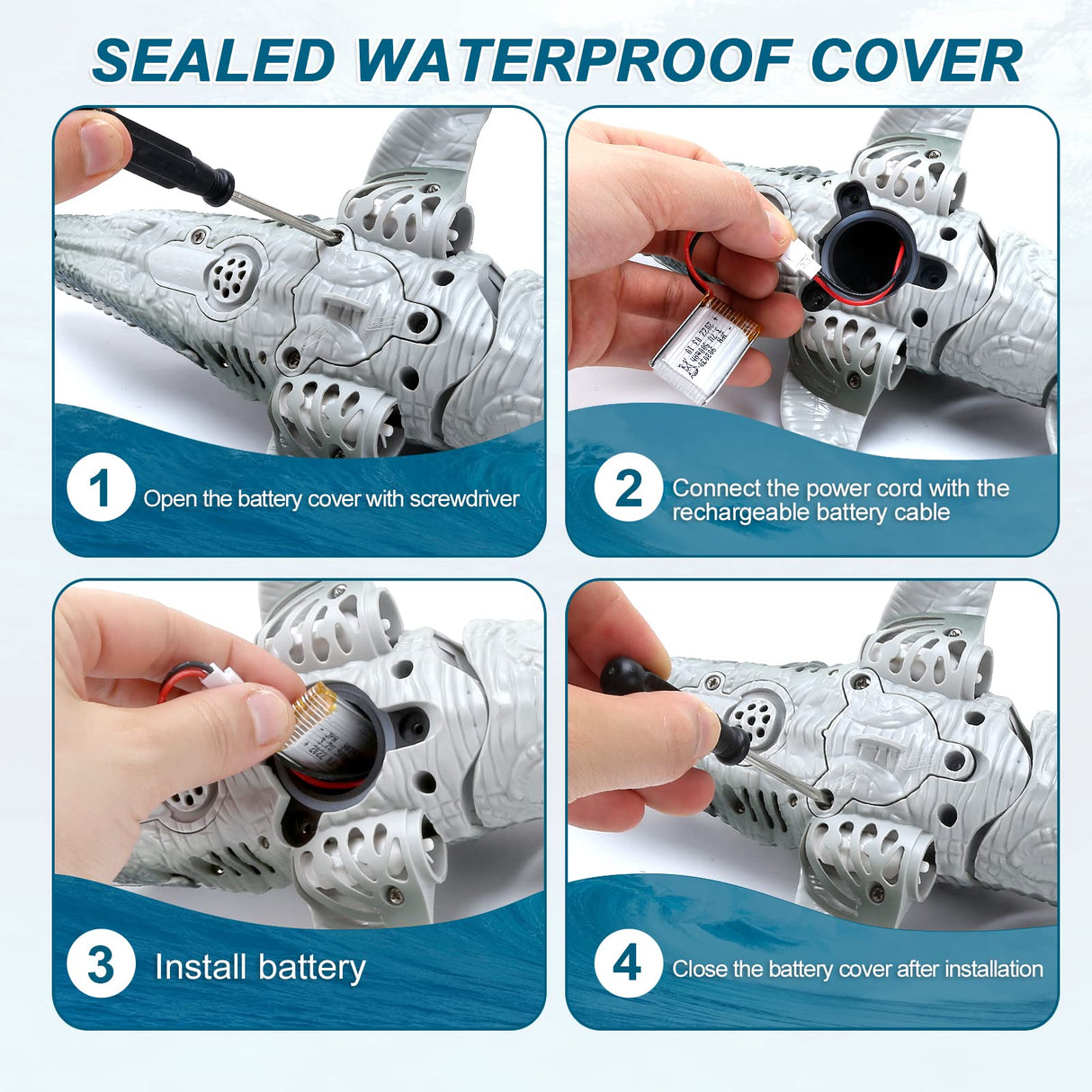 fromeasy Mosasaurus Dinosaur Toys, Upgrade Remote Control Water Toy, Pool Toys for Kids Ages 4-8, RC Dino with Light and Spray Water for Swimming Bath Lake Ocean Christmas Birthday Gift