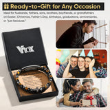 VNOX Hematite Obsidian Tiger Eye Bead Leather Men Bracelet,JOSHUA 1 9