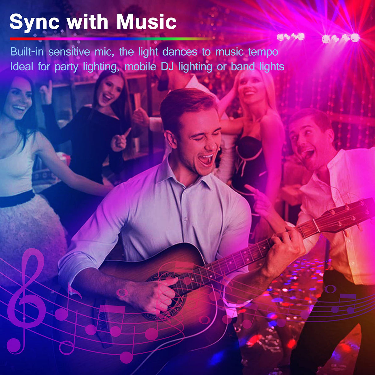 Telbum DJ Lights with Stand, Rotating Disco Ball PartyBar Light Set, LED DJ Lights Remote & Sound Activated, Mobile Stage Lighting Package, for Parties Gig Bar Move Band Wedding Halloween Christmas