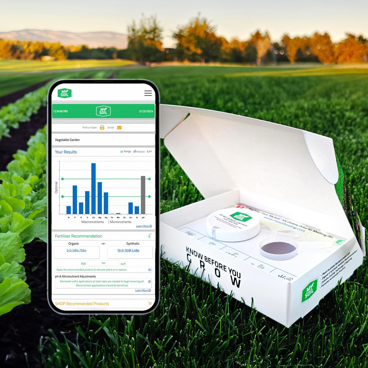 MySoil Test Kit PRO Pack, Unlock Your Lawn & Garden Potential, Complete & Accurate Nutrient and pH Analysis with Recommendations Tailored to Your Soil and Plant Needs | 2 Test Kits + 1 Soil Probe