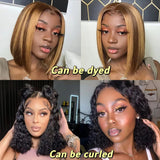 13x4 Lace Front Bob Wigs Human Hair 200 Density HD Transparent Lace Bob Wig for Women 14 inch Short Straight Bob Lace Frontal Wigs Glueless Pre Plucked With Baby Hair Straight Bob Wig Natural Color