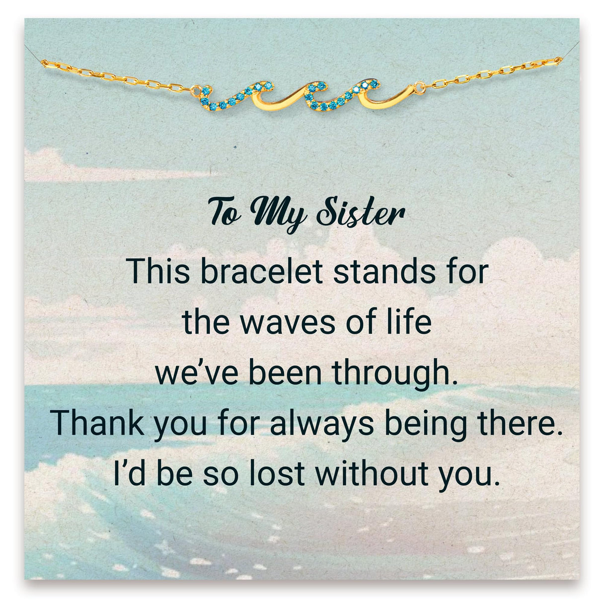 STORYJEWELLERY Sister Gifts, Sister Bracelet, Birthday Gifts for Sisters, Sterling Silver Wave Bracelet, Sisterhood Jewelry