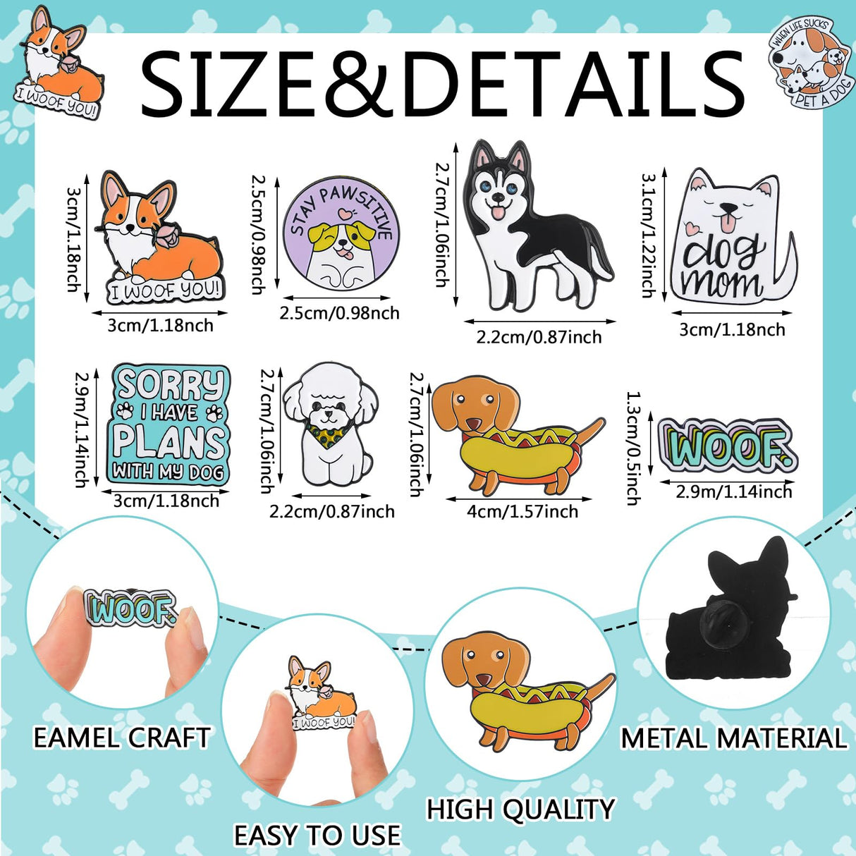 CraftyDream 40 Pcs Dog Enamel Pins for Backpacks Funny Pet Dog Lapel Pins
