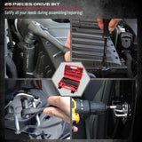 64-Piece 1/4" Drive Impact Socket Wrench Driver-Bits Set, Cr-V Metric&SAE Deep and Shallow Socket Set, S2 Power Bits with Quick-Release Ratchet Handle, Universal Joint, Bit Holder, Power Drill Adapter