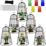 6 Pack 11.4" D x 17.7" H Garden Cloches for Plants,Rustproof Chicken Wire Cloches Flip-Top Design,Upgraded Triple Combination,Plant Protectors from Animals,Ideal for Outdoor Plant Protection