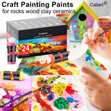 Caliart Acrylic Paint Set of 24 Colors with 12 Brushes