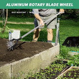BARAYSTUS Rotary Cultivator Garden Tool, Adjustable Hand Tiller, Long Handle Cultivator for Aerating, Planting and Mixing Soil or Reseeding Grass