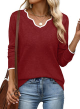 Winter Clothing for Women Ugly Christmas Sweater Women's Sweaters V Neck Pullover Cozy Sweaters for Women Trendy Fall Tops Red L