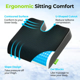 AUVON Cooling Gel Seat Cushion for Office Chair, FSA HSA Eligible, Large Tailbone Cushion with Thick Memory Foam for Sciatica & Lower Back Pain Relief, Non-Slip XL Cushion for Car Seat, Gaming, Home