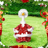 Soulchen 1 Set Christmas Snowflakes Porch Goose Outfit 23 Inch Cement Red and White Goose Dress and Hat Clothes Costume Set for Xmas Winter Holiday Garden Yard Home Decor