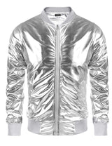 COOFANDY Mens Coat Metallic 70s Disco Christmas Party Varsity Jacket Zip-up Baseball Bomber