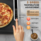 VTAR Rollable Electric Food Warming Mat | 3-Temp Buffet Tray Warmer for Parties | Even Heating, Portable Silicone Design, Auto Shut Off & Child Lock- Black