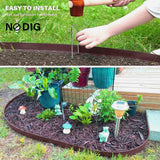 Landscape Edging, 3IN Tall Garden Edging Borders,Flexible Lawn Edging Border Kit,Mini Plastic Fence for Yard Flowerbeds,Grass (Brown, 3 in x 49 FT)