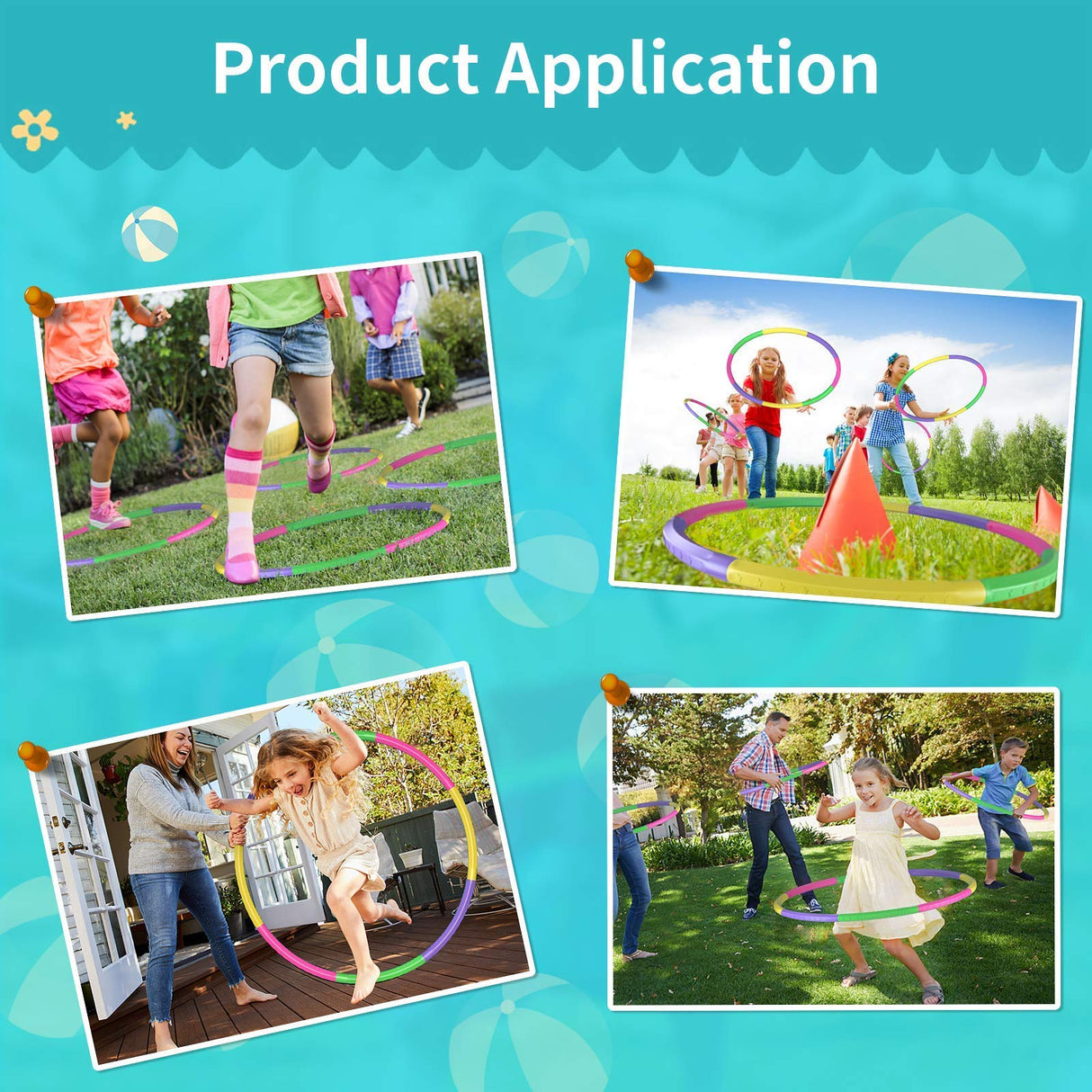 2 Pack Color Hoop - Size & Length Adjustable, Plastic Toys for Adults & Party Games, Gymnastics & Dog Agility Equipment, Christmas Wreath