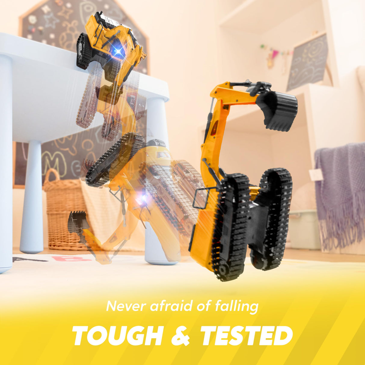 JOYIN Remote Control Excavator Toys for Boys, 2.4Ghz RC Play Excavator with Light, Construction Toys for Boys 3-5 4-7 8-12 Year Old Kids, Christmas Birthday Present