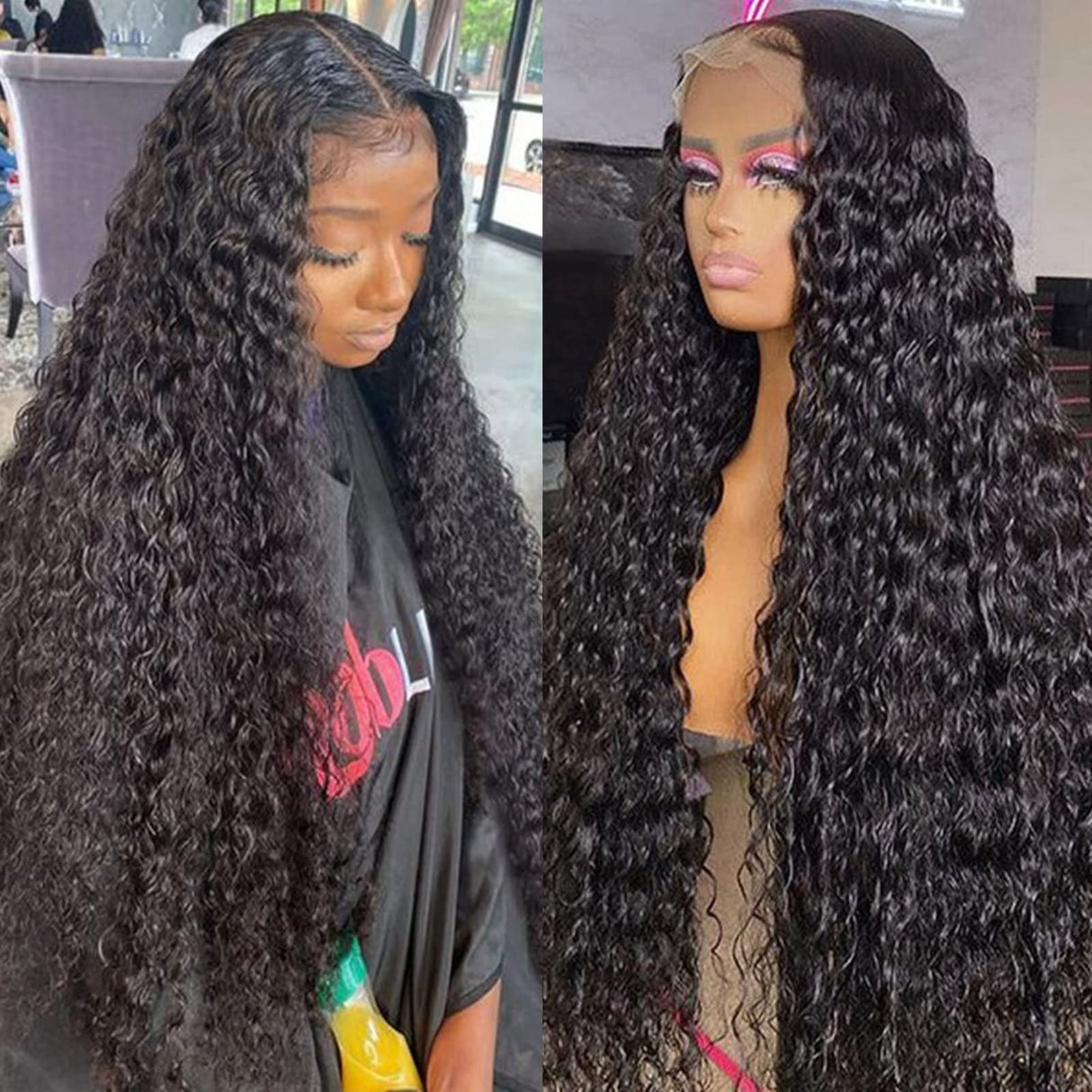 Lemoda 210% Density 13x6 Full Lace Frontal Virgin Human Hair Wigs 12A Water Wave 13x6 HD Lace Front Wigs Deep Wave Human Hair Wig Wet and Wavy Wig Pre Plucked With Natural Hairline 26Inch