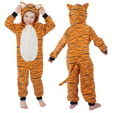 Rabtero Unisex Children Animal Onesie, Kids Girls Boys Tiger Costume, Halloween Costume Kids Tiger Onesie, Halloween Christmas Carnival Party Cosplay Costume for Kids 4-6