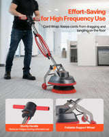 VEVOR Commercial Floor Scrubber Machine, Heavy Duty Floor Cleaner Polisher with 2 Wheels, Professional Electric Carpet Buffer, Max 1900 RPM, 43 FT Cord, 3 Pads & 3 Brushes - All Floor Surfaces