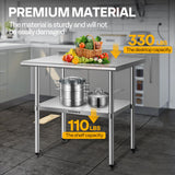 VIVOHOME 24 x 30 Inch Stainless Steel Work Table with Backsplash, Prep Commercial Table with Wheels for Restaurant, Hotel, Home and Warehouse