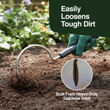 Rocklin Hook Cultivator Stainless Steel Blade Heavy-Duty Garden Hand Tool for Weeding, Digging & Soil Loosening