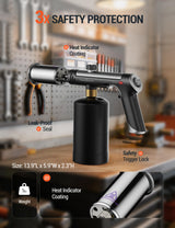 ThermoMaven Propane Torch with One-Touch Max Fire, Cooking Blow Torch Gun with a Safety Lock, Charcoal Lighter, Flame Thrower, Kitchen Food Torch Head for Grill, Sous Vide, BBQ (Tank Not Included)