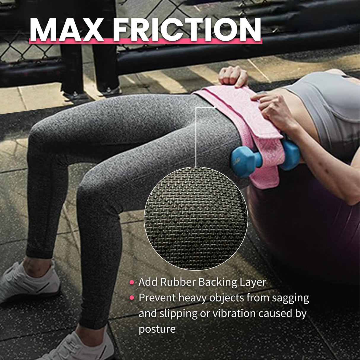 Hip Thrust Belt – Heavy Duty & Secure Glute Trainer with Non-Slip Rubber Extra Padding for Dumbbells, Kettlebells & Plates – Ideal for Gym, Home, & On-the-Go Workouts (Pink)