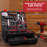Drill Tool Set：Tool Kit with 12V Power Cordless Drill Hand Repair Tools Box with Drill, Home Tool Kits for Men & Women, Hand Drill Set Perfect for Homeowner, Diyer, Handyman - Red